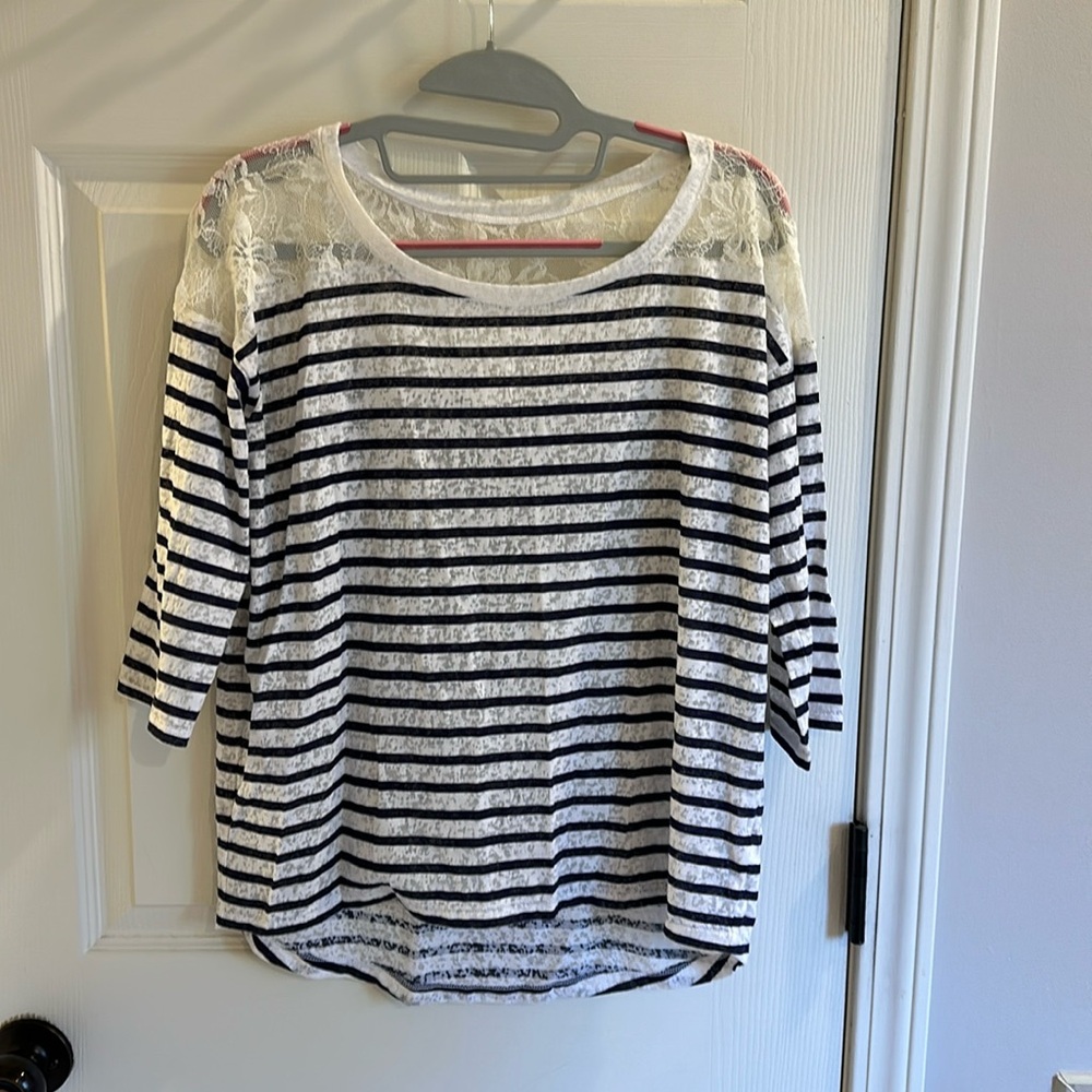 Express Striped Lace Top, NWOT, Size S